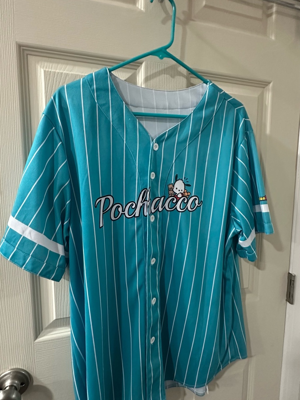 JapanLA (Not Origional) Pochacco Teal Pinstripe Baseball Jersey